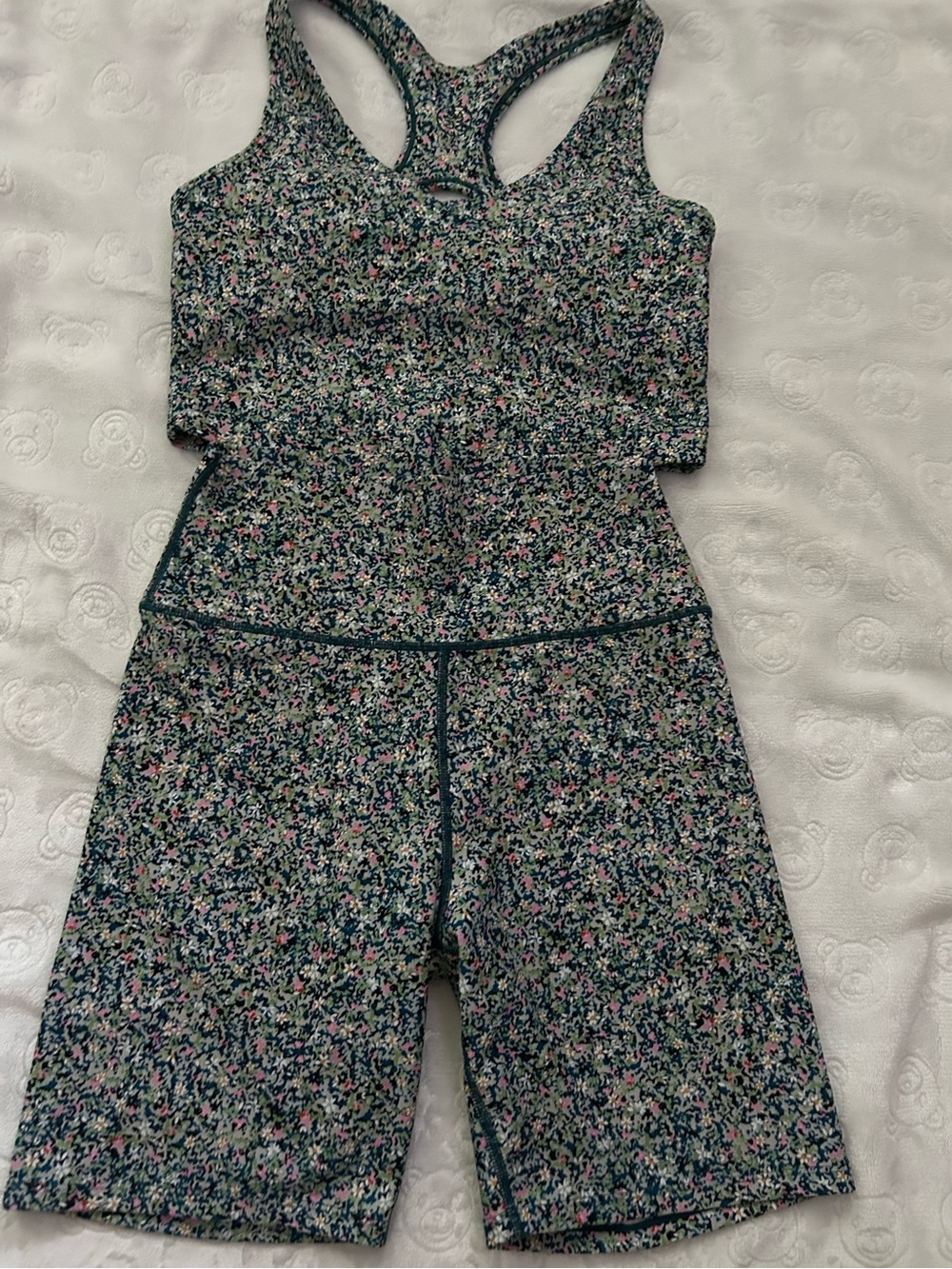 Sage Floral-Print Racerback Jumpsuit in Green & Pink